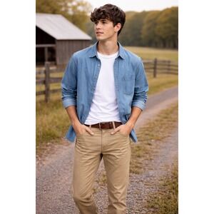 Gap Essential Khaki Straight Mens 28x30 Tan Chino Pants Cotton Twill Trousers